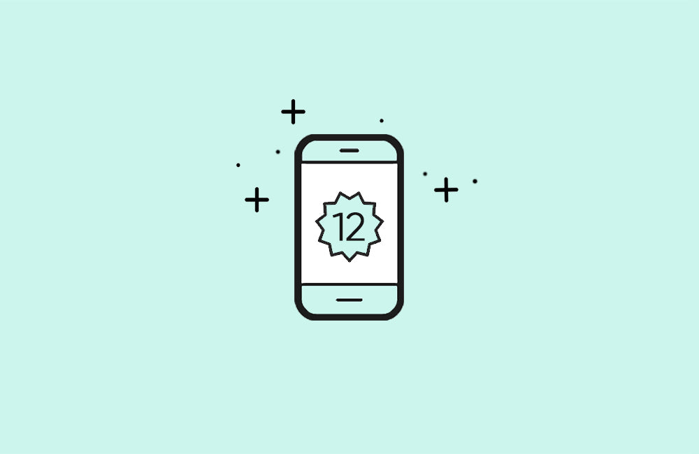 Frank Mobile Smartphone Icon On Light Blue With 12 Month Warranty Badge On Screen