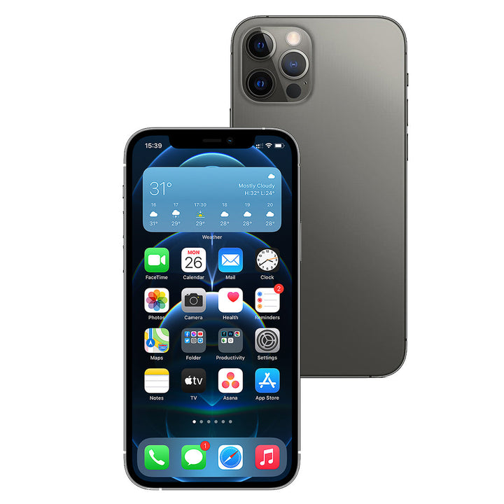 Smartphone with app icons displayed on a white background