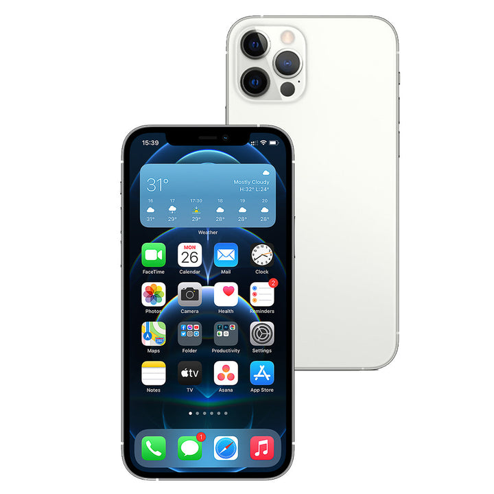 Smartphone with app icons displayed on a white background